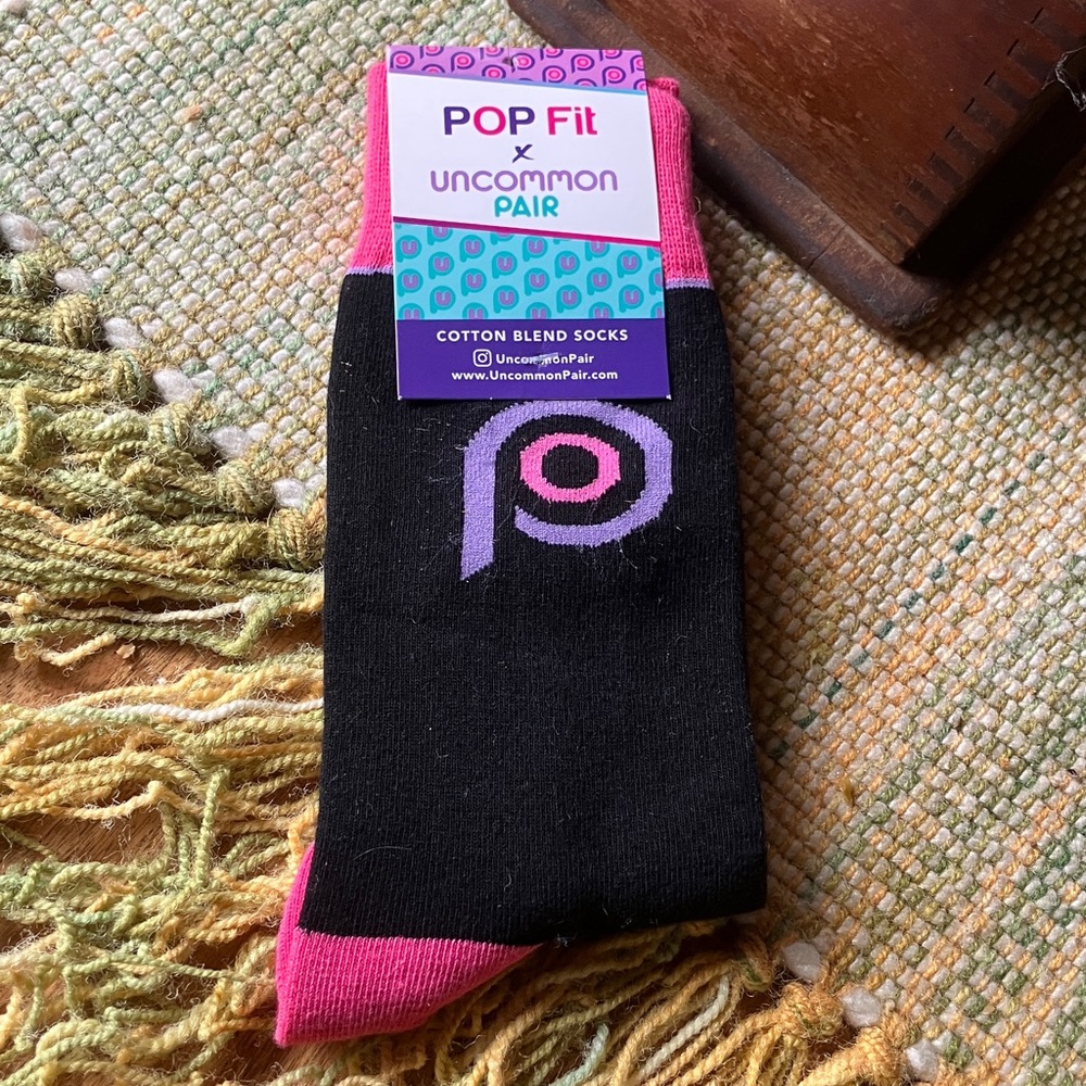 Uncommon Pair Pop Fit OS cotton blend socks black with stripes  NEW in package - Picture 9 of 10
